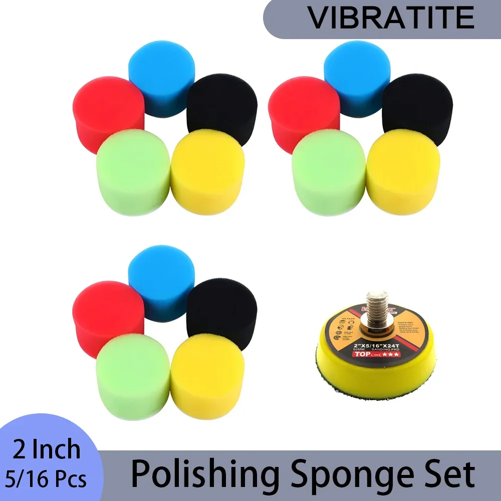 Polish Pad Set Buffer - 5/16 Stuks 2 Inch Polijstspons Set,