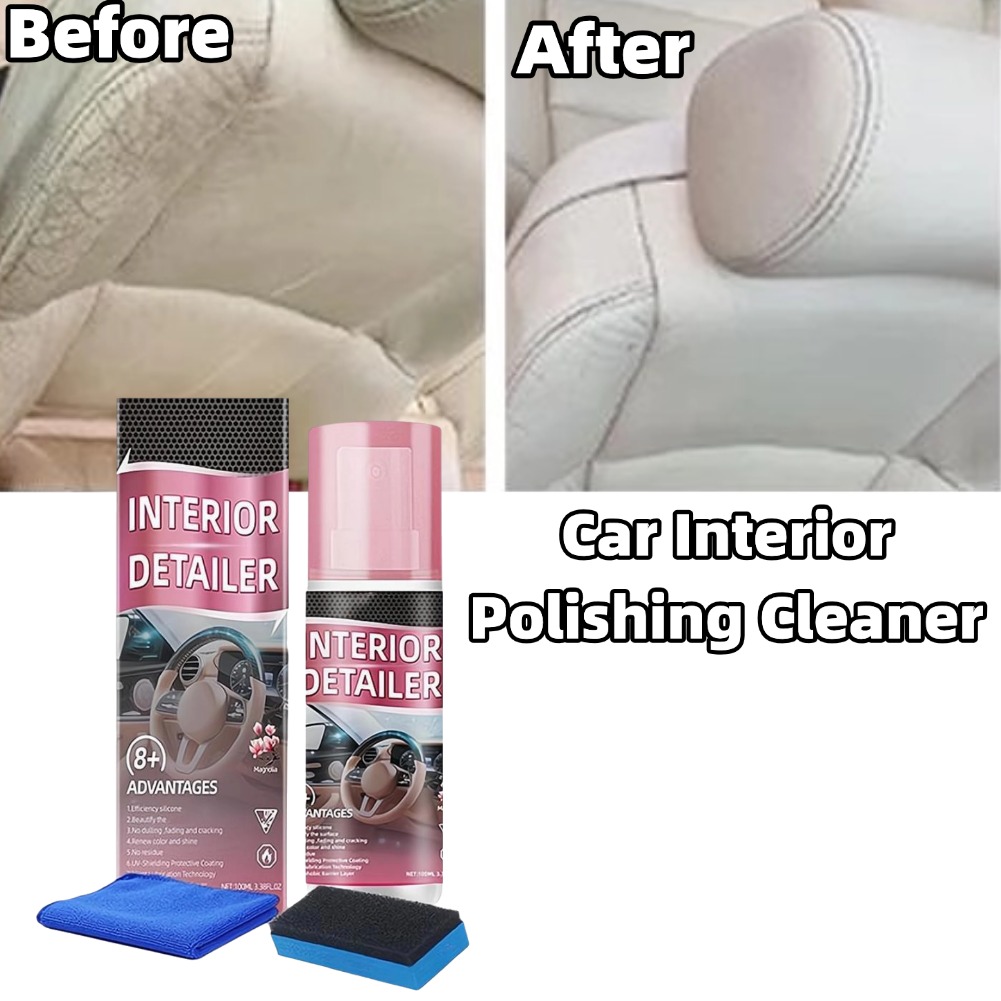Leather Cleaner Interior - 100ml Auto-interieurpoetsmiddel, geen afspoeling nodig, multifunctionele